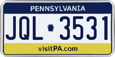 PA license plate JQL3531