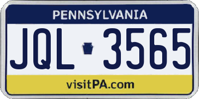 PA license plate JQL3565