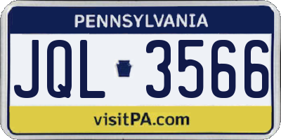 PA license plate JQL3566