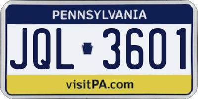 PA license plate JQL3601