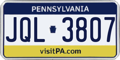 PA license plate JQL3807