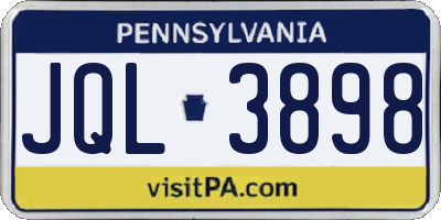 PA license plate JQL3898
