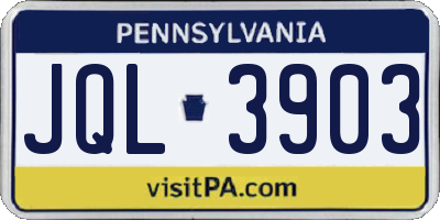 PA license plate JQL3903