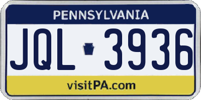PA license plate JQL3936