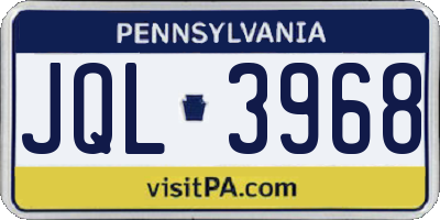 PA license plate JQL3968