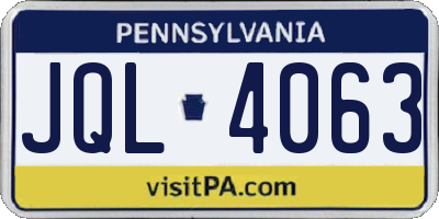 PA license plate JQL4063