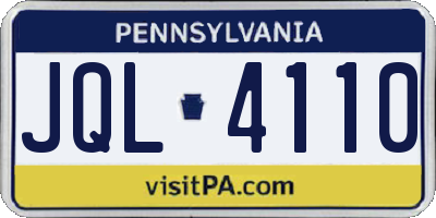 PA license plate JQL4110