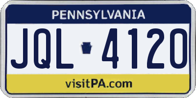 PA license plate JQL4120