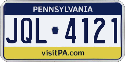 PA license plate JQL4121