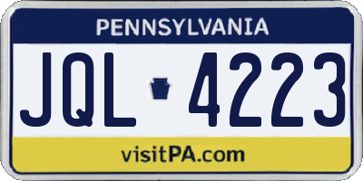 PA license plate JQL4223