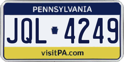 PA license plate JQL4249