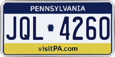 PA license plate JQL4260