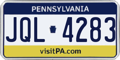 PA license plate JQL4283
