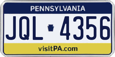 PA license plate JQL4356