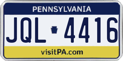 PA license plate JQL4416