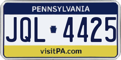 PA license plate JQL4425