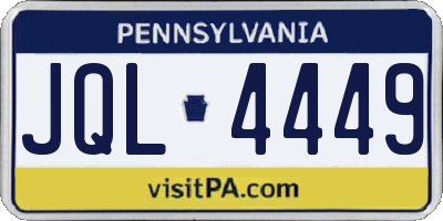 PA license plate JQL4449