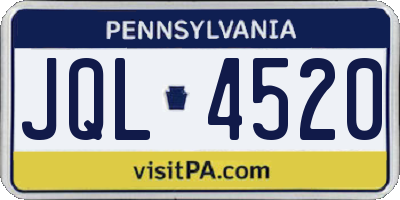 PA license plate JQL4520