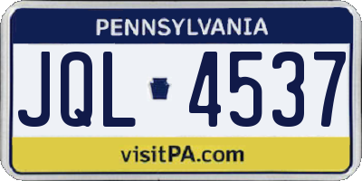 PA license plate JQL4537