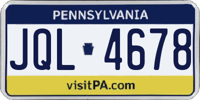 PA license plate JQL4678