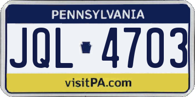 PA license plate JQL4703