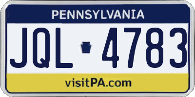 PA license plate JQL4783