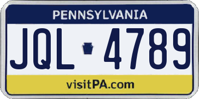 PA license plate JQL4789