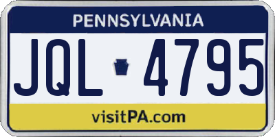 PA license plate JQL4795
