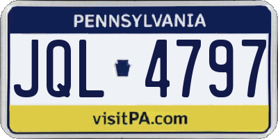 PA license plate JQL4797