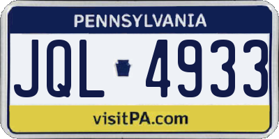 PA license plate JQL4933