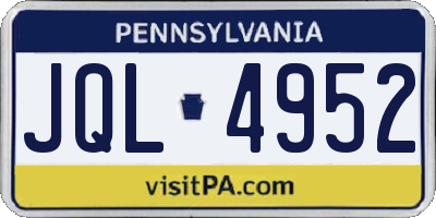 PA license plate JQL4952