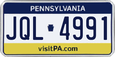 PA license plate JQL4991