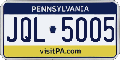 PA license plate JQL5005