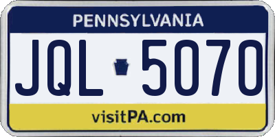 PA license plate JQL5070