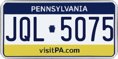 PA license plate JQL5075