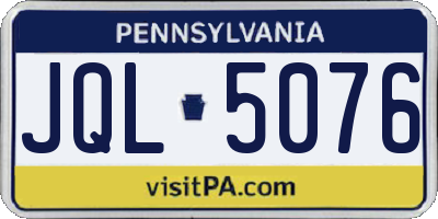 PA license plate JQL5076