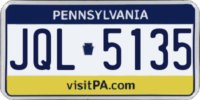 PA license plate JQL5135