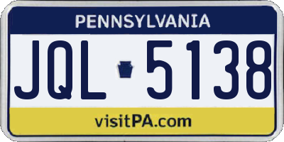 PA license plate JQL5138