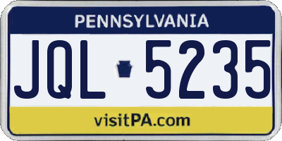 PA license plate JQL5235