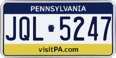 PA license plate JQL5247