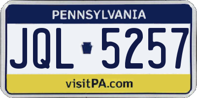 PA license plate JQL5257