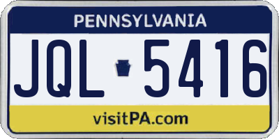 PA license plate JQL5416
