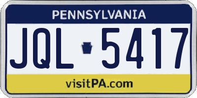 PA license plate JQL5417