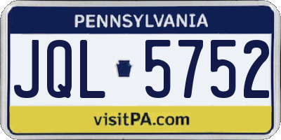 PA license plate JQL5752