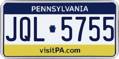PA license plate JQL5755