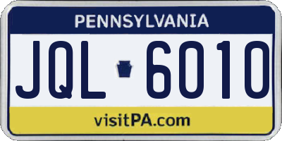 PA license plate JQL6010