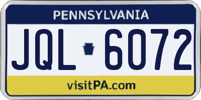 PA license plate JQL6072