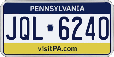 PA license plate JQL6240