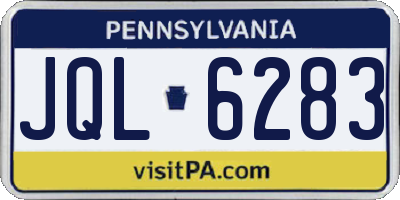 PA license plate JQL6283