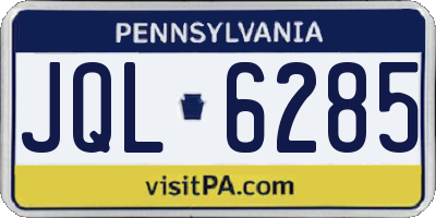 PA license plate JQL6285